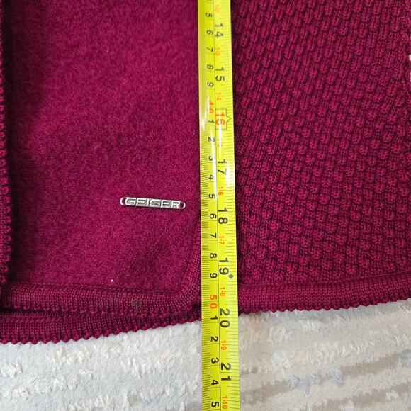Geiger Austria Pure New Wool Button Front Blazer Lady Jacket Cardigan Knit Berry - Picture 9 of 9
